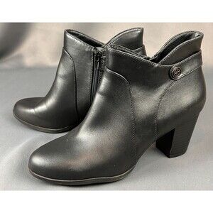 Giani Bernini Womens Artemy Block Heel Side Zip Booties Shoes Black  9.5M NEW